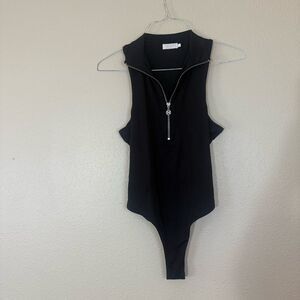 Meshki collared  Black bodysuit L